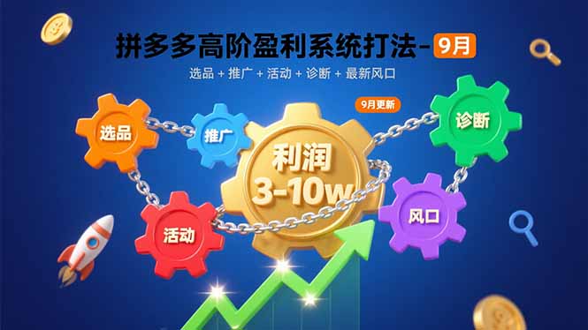 拼多多高阶盈利系统打法-9月：选品+推广+活动+诊断+最新风口，月利润3-10w-优优云网创优优云网创资源站