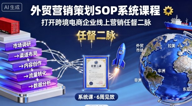 外贸营销策划SOP系统课程，打开跨境电商企业线上营销任督二脉-优优云网创优优云网创资源站
