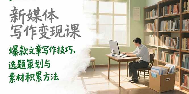 （15345期）新媒体写作变现课，爆款文章写作技巧，选题策划与素材积累方法-优优云网创优优云网创资源站