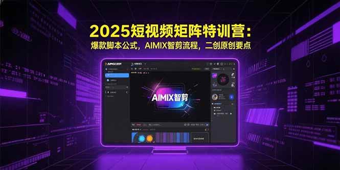 （15475期）2025短视频矩阵特训营：爆款脚本公式，AIMIX智剪流程，二创原创要点-优优云网创优优云网创资源站