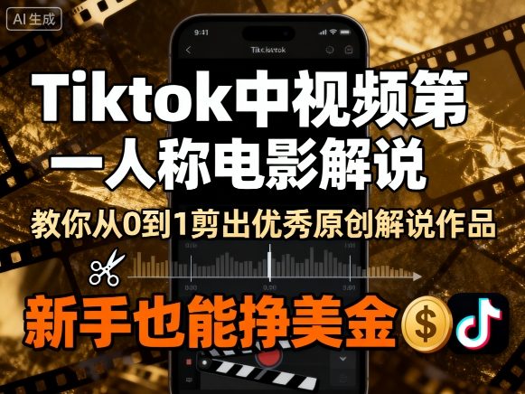 Tiktok中视频第一人称电影解说，教你从0到1剪出一个优秀的原创解说作品，新手也能挣美金-优优云网创优优云网创资源站