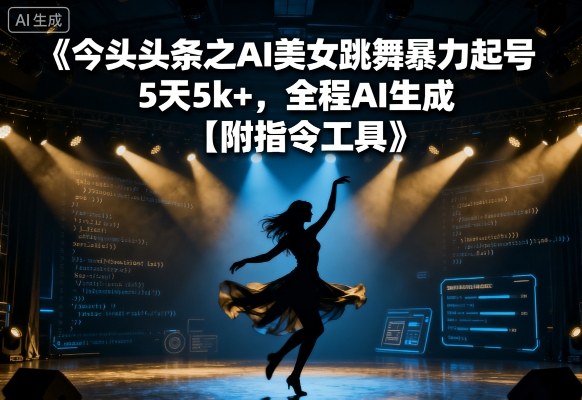 今日头条之AI美女跳舞暴力起号，5天1k+，全程AI生成【附指令工具】-优优云网创优优云网创资源站
