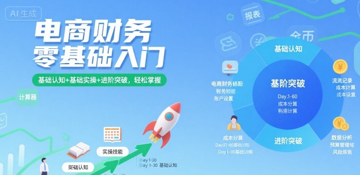 电商财务零基础入门，基础认知+基础实操+进阶突破，轻松掌握-优优云网创优优云网创资源站