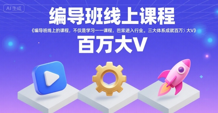 编导班线上课程，不仅是学习一门课程，更是进入一个行业，三大体系成就百万大V-优优云网创优优云网创资源站