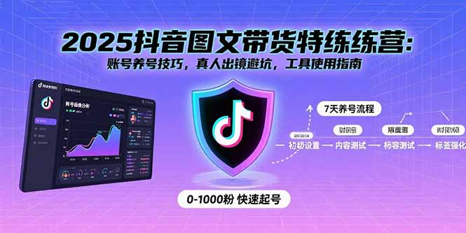 2025抖音图文带货特练营：账号养号技巧，真人出镜避坑，工具使用指南-优优云网创优优云网创资源站