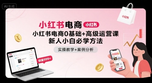 小红书电商0基础+高级运营课，新人小白必学方法，实操教学+案例分析-优优云网创优优云网创资源站