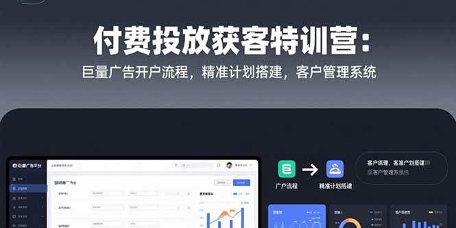 （15426期）付费投放获客特训营：巨量广告开户流程，精准计划搭建，客户管理系统-优优云网创优优云网创资源站