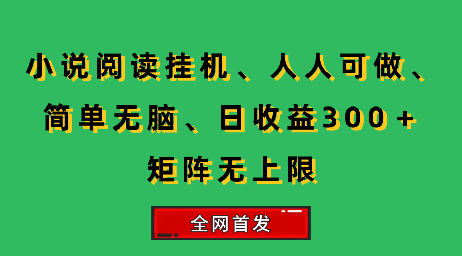 （15413期）小说挂机阅读，人人可做，简单无脑，一天收益300＋矩阵无限上-优优云网创优优云网创资源站
