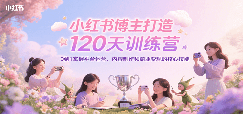 小红书博主打造120天训练营，0到1掌握平台运营、内容制作和商业变现-优优云网创优优云网创资源站