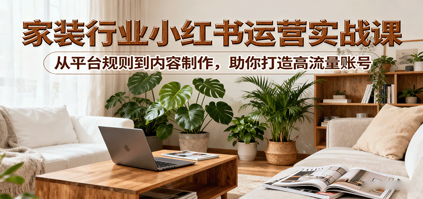 小红书家装行业运营实战课：从平台规则到内容制作，助你打造高流量账号-优优云网创优优云网创资源站