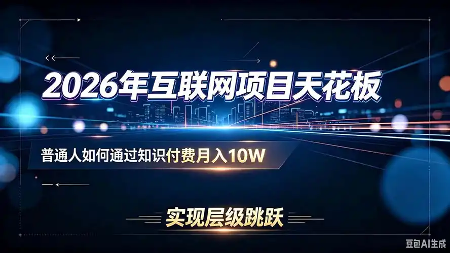 2026年互联网项目天花板：普通人如何通过知识付费月入10W，实现层级跳跃- 0成本轻资产创业 | 虚拟项目 | 一人公司落地平台|清创生财清风筹谋网赚库
