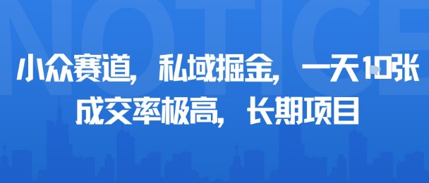 小众赛道，私域掘金，一天多张，成交率极高，长期项目-优优云网创优优云网创资源站