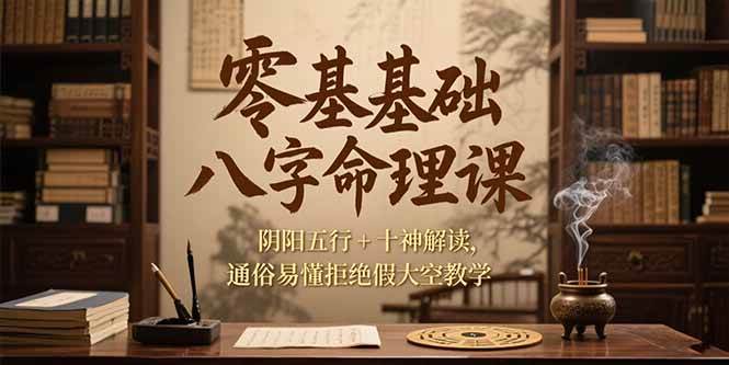 （15283期）零基础八字命理课，阴阳五行+十神解读，通俗易懂拒绝假大空教学-优优云网创优优云网创资源站