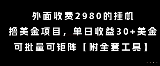外面收费2980的挂G撸美金项目，单日收益30+美金，可批量可矩阵【揭秘】-优优云网创优优云网创资源站