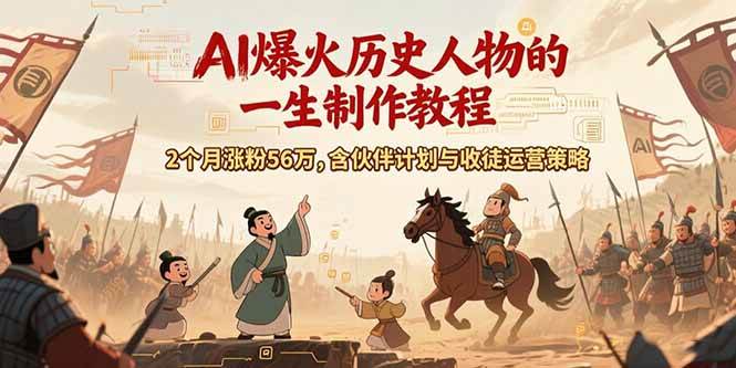 （15336期）AI历史人物赛道课程，2个月涨粉56万，含伙伴计划与收徒运营策略-优优云网创优优云网创资源站