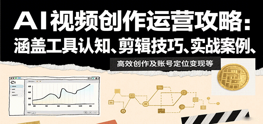 AI视频创作运营攻略：涵盖工具认知、剪辑技巧、实战案例、高效创作及账号定位变现等-优优云网创优优云网创资源站