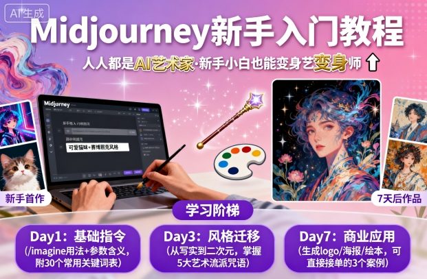 midjourney新手入门教程：人人都是AI艺术家，新手小白也能变身艺术大师-优优云网创优优云网创资源站