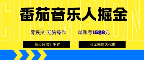 番茄音乐人掘金，单账号最高可撸1k+，可无限矩阵去做，零投入-优优云网创优优云网创资源站