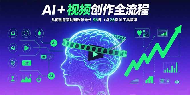 AI+短视频创作全流程：从创意策划到账号增长，96节课(含26项AI工具教学-优优云网创优优云网创资源站
