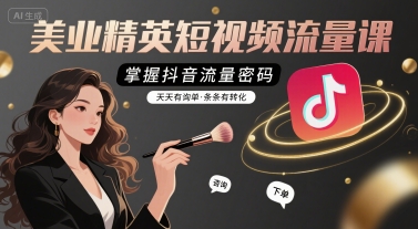 美业精英短视频流量课，掌握抖音流量密码，天天有询单，条条有转化-优优云网创优优云网创资源站