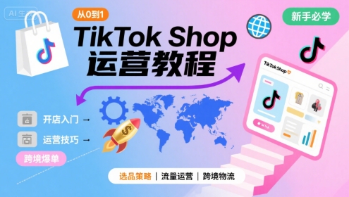 TikTok Shop从0到1运营教程，TikTok跨境电商新手必学课程-优优云网创优优云网创资源站