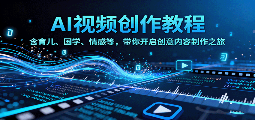 AI视频创富课，含育儿、国学、情感等，带你开启创意内容制作之旅-优优云网创优优云网创资源站
