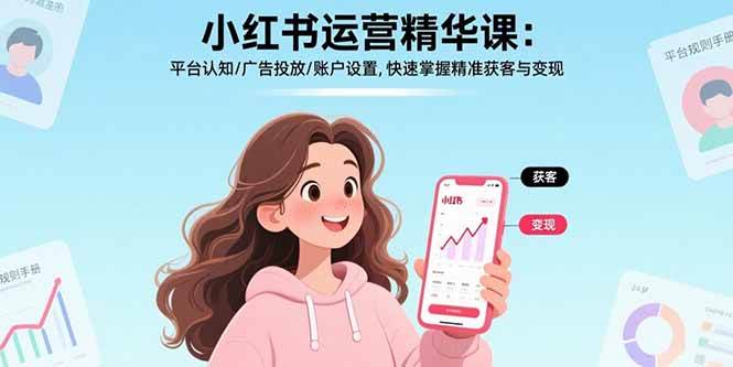 （15795期）小红书运营精华课：平台认知/广告投放/账户设置,快速掌握精准获客与变现-优优云网创优优云网创资源站