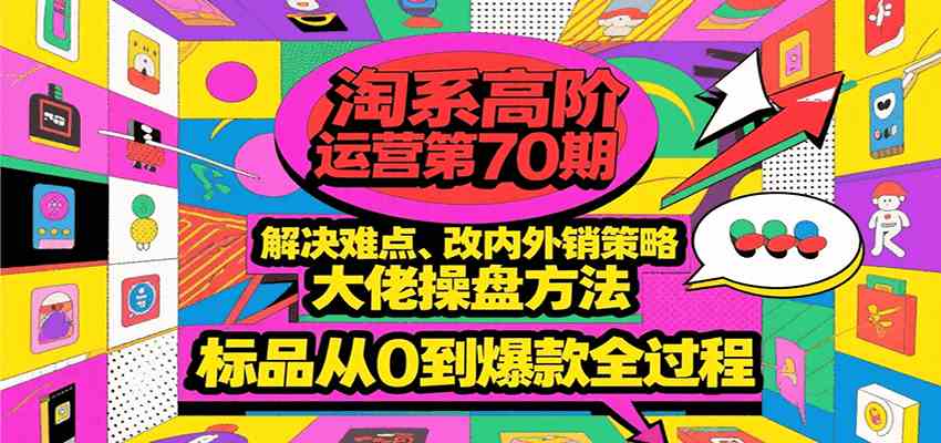 淘系高阶运营第70期，解决难点、改内外销策略，大佬操盘方法，标品从0到爆款全过程-优优云网创优优云网创资源站