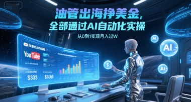油管出海挣美金，全部通过AI自动化实操，从0到1实现月入过W-优优云网创优优云网创资源站